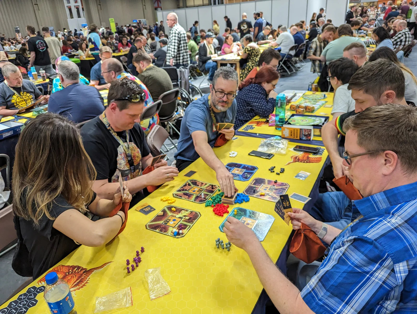 Players gathered around a game of Hyperwars